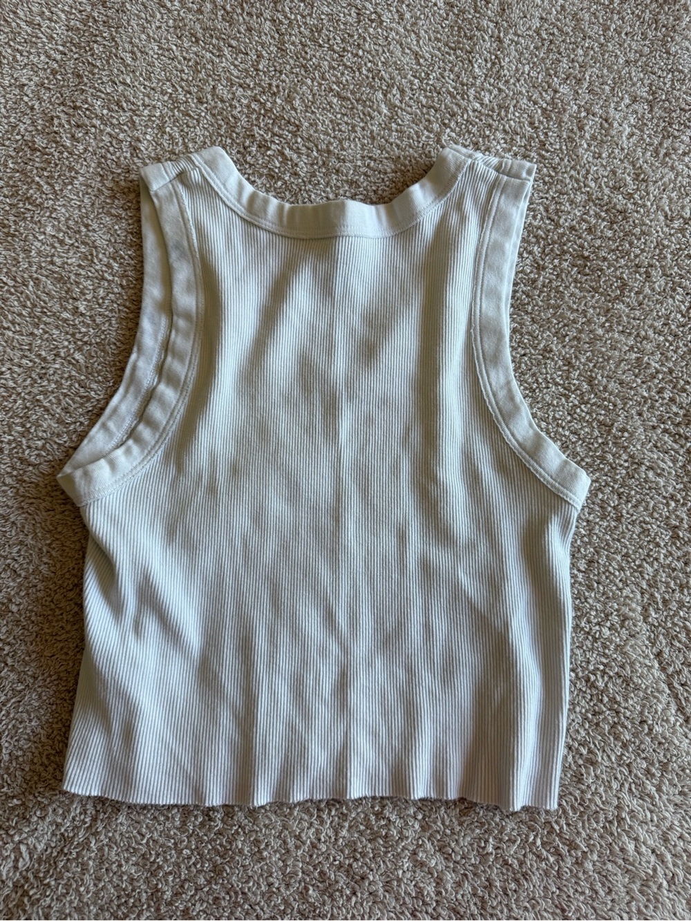Brandy Melville Cream Ribbed Cropped Tank - Picture 3 of 3